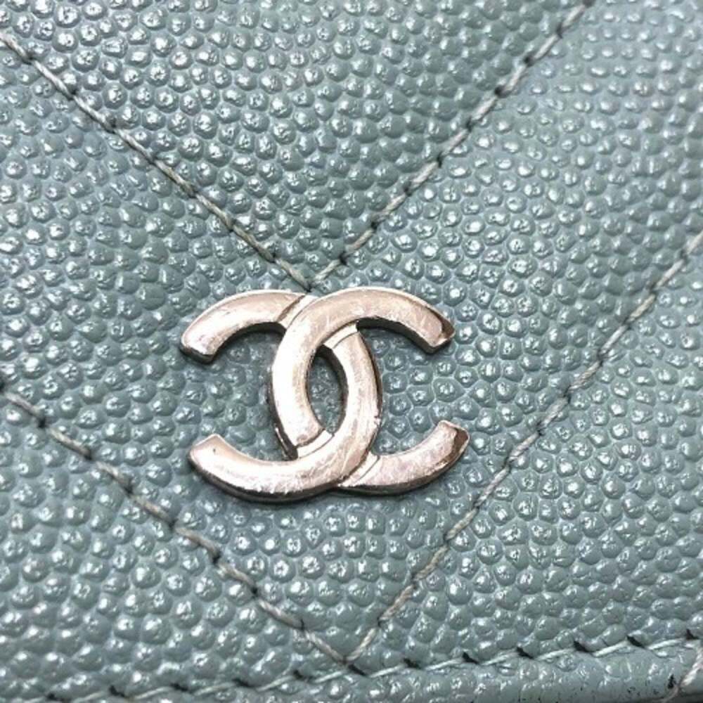 CHANEL Authentic Blue Caviar Leather Logo Wallet - Picture 8 of 16